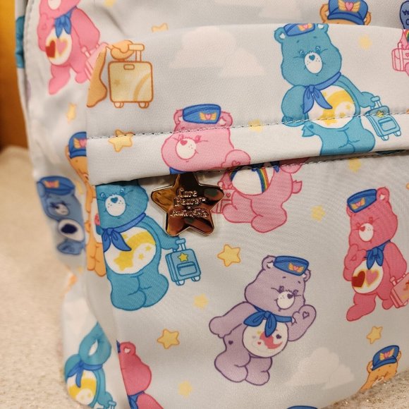 Cakeworthy Care Bears Airline Travel Causal Silky Polyester Blue Backpack NEW main image 5